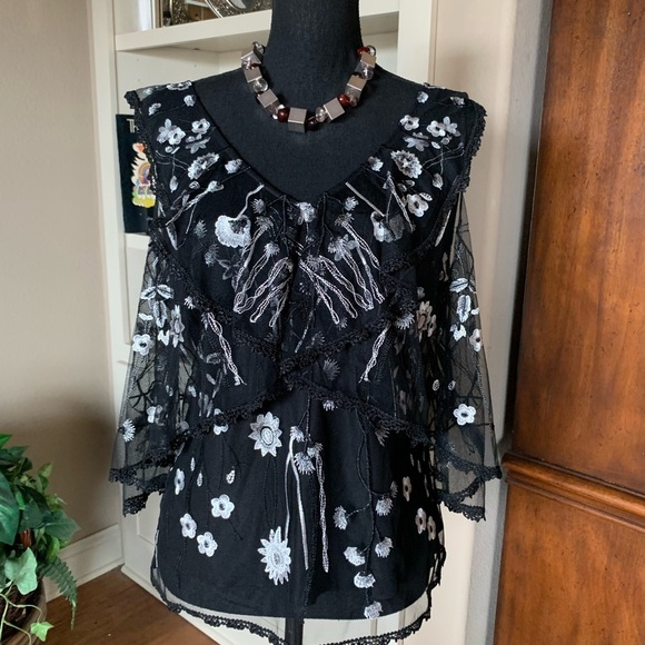 Kobi Halperin Black Embroidery Floral Blouse - Picture 4 of 14